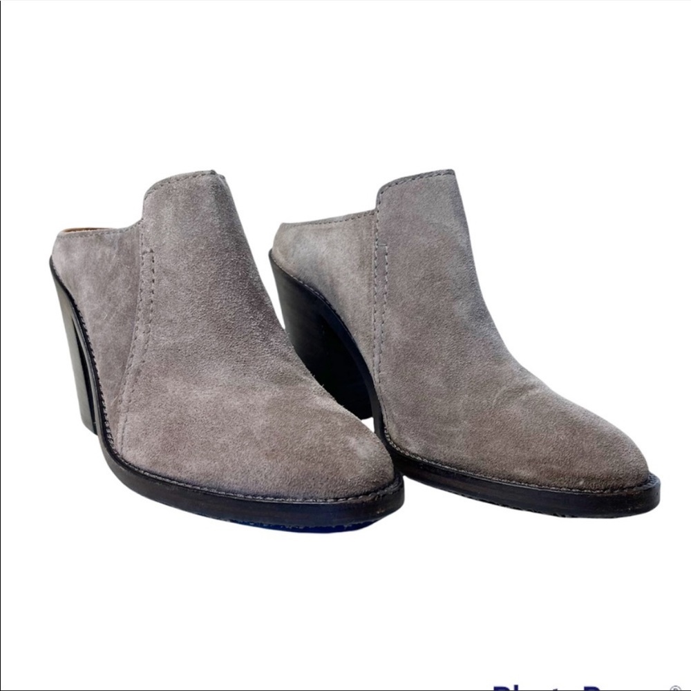 AQUATALIA New Leather Suede Stacked Heel Boots in Taupe Size 8 - Picture 7 of 15